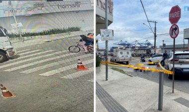 De bicicleta, mulher é atropelada por caminhão ao sair do Ferry Boat em Itajaí