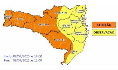 SC sob alerta: frente fria traz chuva intensa, granizo e ventos de até 70 km/h