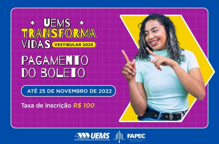 Vestibular Uems 2023: prazo para pagamento de boleto vai até dia 25