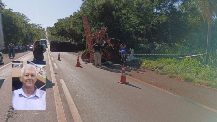 Acidente entre trator e caminhão mata idoso na BR-376