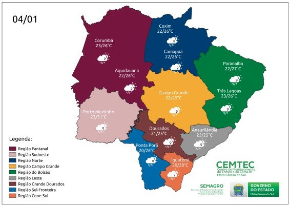 Quarta-feira tem previsão de chuvas fortes e moderadas