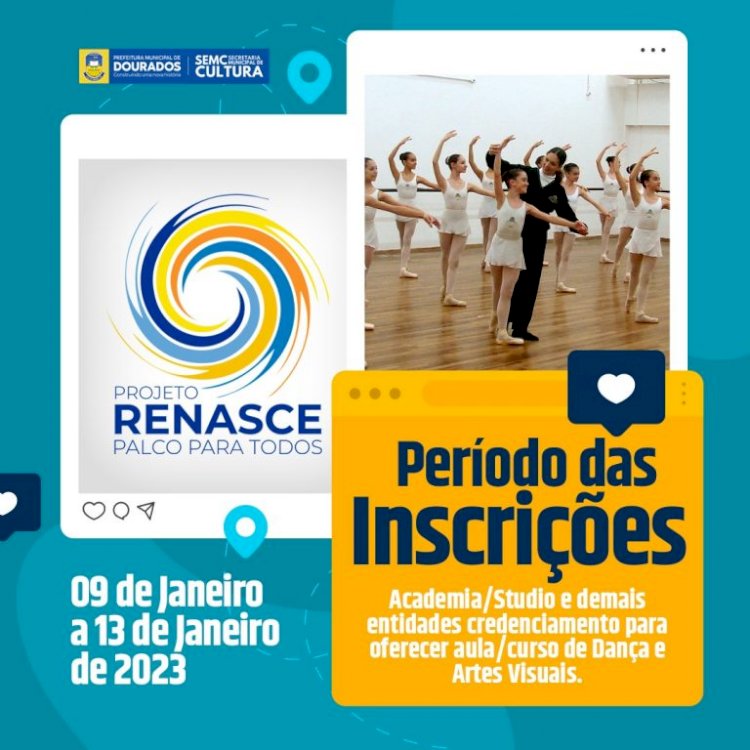 Prefeitura abre inscrições para o Projeto Renasce 'Palco para Todos'