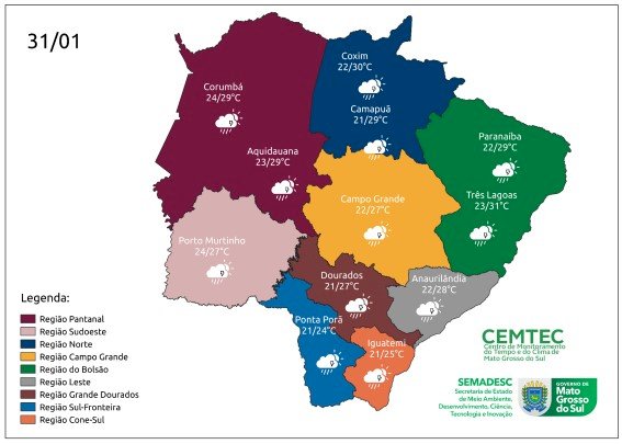 Terça-feira segue com tempo instável e previsão de chuva