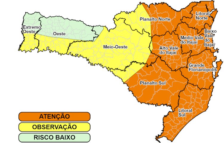 Defesa Civil emite aviso para risco de temporais ao longo de quinta e sexta-feira